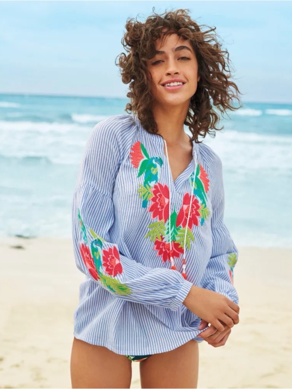 Boden Marla blue and white striped tunic top